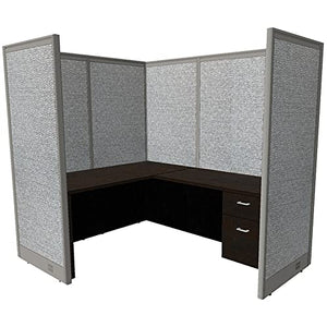 G GOF 1 Person Workstation Cubicle 6'x6'x4' Office Partition Room Divider Espresso