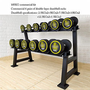 Dumbbell Hand Weights New Dumbbell Set All-Purpose Dumbbells in Pair,or Set with Rack,Odorless Rubber Dumbbell Dumbbells Deluxe Steel Handle (Size : 105kg/231 lb Dumbbell+Double Rack)