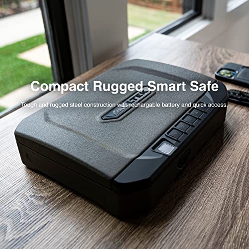 VAULTEK VS20i Biometric Handgun Bluetooth Smart Safe Pistol Safe with Auto-Open Lid and Rechargeable Battery (Sandstone)