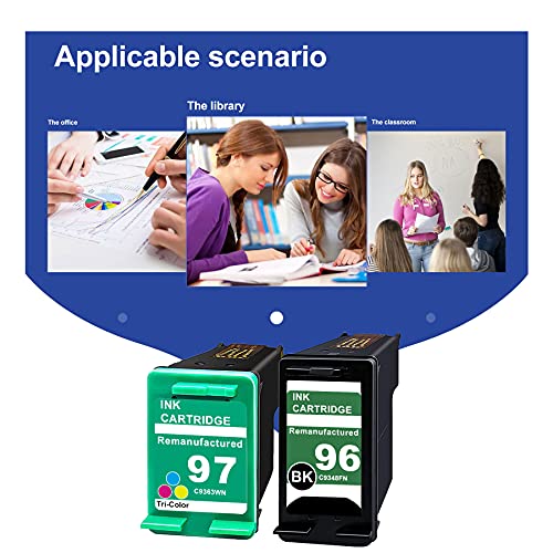 [2 Black+1 Tri-Color] 96 | C9348FN & 97 | C9363WN Compatible Remanufactured Ink Cartridge Replacement for HP Deskjet 6840 6540 5940 PhotoSmart 8050 2610 Officejet 7310 7410 Printer Ink Cartridge