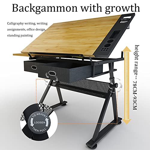 VejiA Drafting Table Craft Station with Tiltable Tabletop and Storage Drawers
