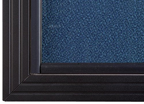Locking Bulletin Board, 48 x 36 Inch, Blue Fabric, Sliding Glass Doors