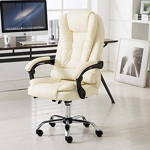 None Reception Chair Reclining Computer Chair Leather Boss Chair Home Office Chair Lift Swivel Chair (Brown)