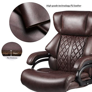 WILLMITA 400lbs Big and Tall Executive Office Chair with Wide Spring Seat - Brown