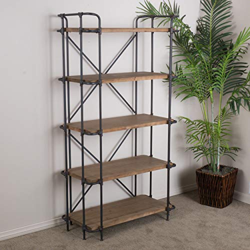 Christopher Knight Home 295968 Deal Furniture Cobek 5-Shelf Industrial Design Solid Wood Bookcase, Brown