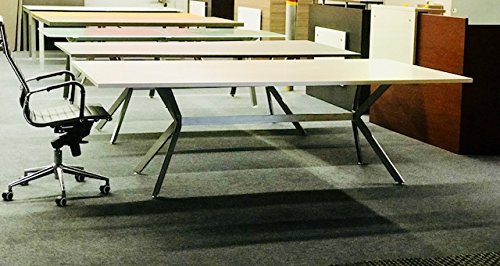 DFS Designs tech Conference Table 8ft by 4ft in White with mat Silver X Base