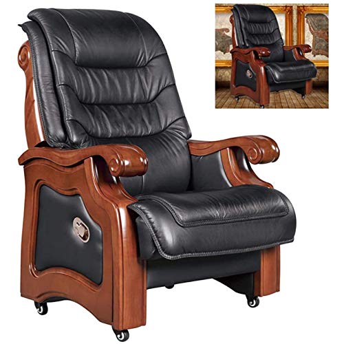 HDZWW Video Game Chairs Home Office Desk Chairs Office Chairs with Lumbar Support Office Chairs & Sofas Leather President Chair,Cowhide Boss Chair for Business,Office Chair with Four-Legged,Big