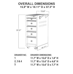 Viper Tool Storage 16-Inch 5-Drawer Rolling Steel Cart, Purple