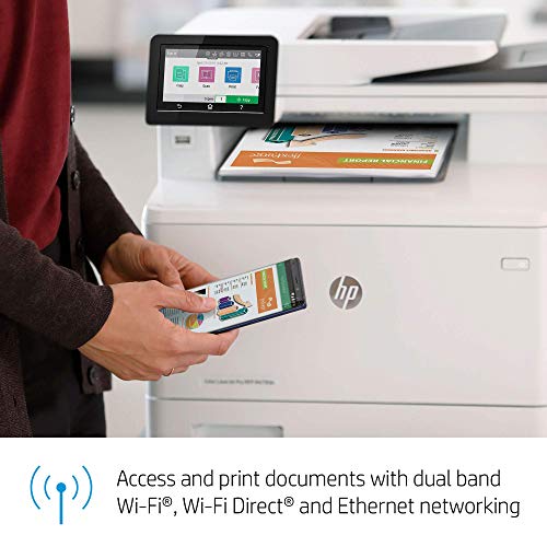 HP Color Laserjet Pro Multifunction M479fdw Wireless Laser Printer, Print Scan Copy Fax, Automatic 2-Sided Printing, 28 ppm, 250-sheet, 512MB, Works with Alexa, Bundle with JAWFOAL Printer Cable.