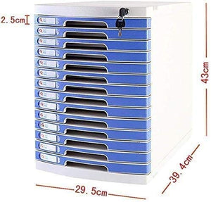 None File Cabinets Flat Storage Box Plastic Desktop with Lock 14 Drawers