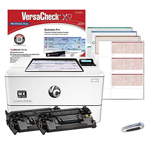 VersaCheck HP Laserjet M404 MX MICR Check Printer and VersaCheck Professional Check Printing Software Bundle, White (M404MX) (M404dn MX)