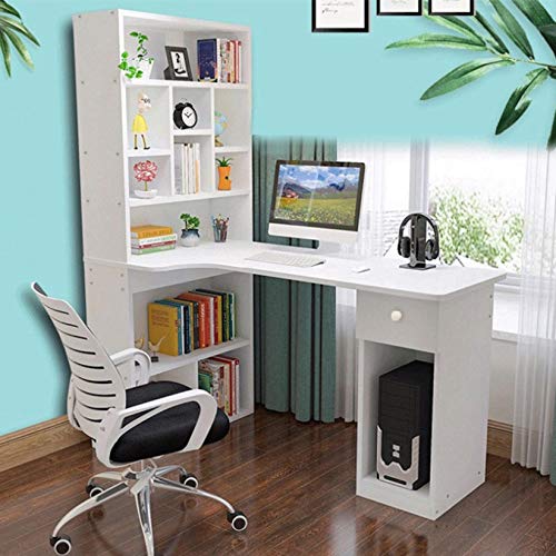 Writing Desk,Working Desk with Bookcase Combination Student Study Table Home Office Workstation Desk Study Gaming Table Modern Bedroom Table