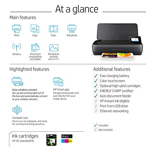 HP OfficeJet 250 All-in-One Portable Printer with Wireless & Mobile Printing (CZ992A)