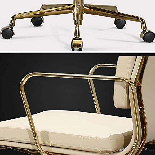 Ergonomic Pu Leather Mid-Back Office Desk Chair with Armrest - White