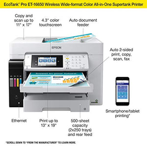 Epson EcoTank Pro ET-16650 Wireless Wide-Format Color All-in-One Supertank Printer with Scanner, Copier, Fax and Ethernet