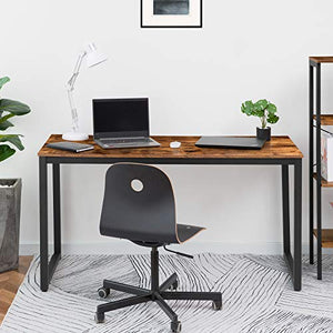 HOOBRO Computer Desk, Home Office Writing Desk, 55.1 x 23.6 x 29.9 Inch Industrial PC Laptop Study Table in Living Room, Bedroom, Sturdy Metal Frame, Easy Assembly, Rustic Brown and Black BF68DN01