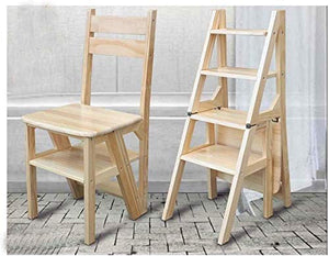 LUCEAE Wooden Folding Step Stool - Portable Non-Slip Chair - Multi-Purpose 4 Step Stool