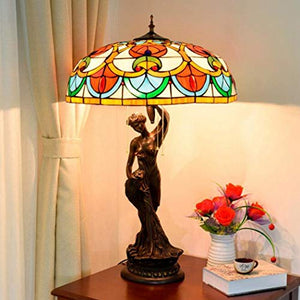 MaGiLL Tiffany Desk Lamp 20 Inch Hand Painted Glass European Style - Living Room Coffee Table Bedroom Night Light