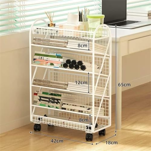 GaRcan Desk-Side Small Bookshelf with Wheels
