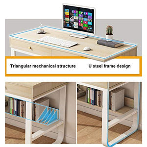 Computer Desk with 2 Drawers & Multi-Layer Storage Frame | Modern Home Office Desk for Kids, Student, Teenager, Youth | Simple Laptop Writing Table Workstation 47 Inch Waterproof(White)
