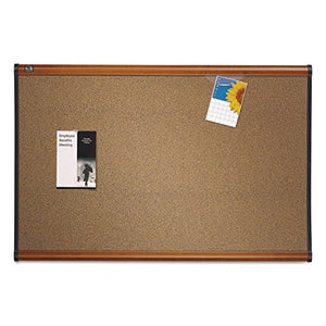 Prestige Graphite-Blend Wall Mounted Bulletin Board Size: 4' H x 6' W, Frame Finish: Cherry