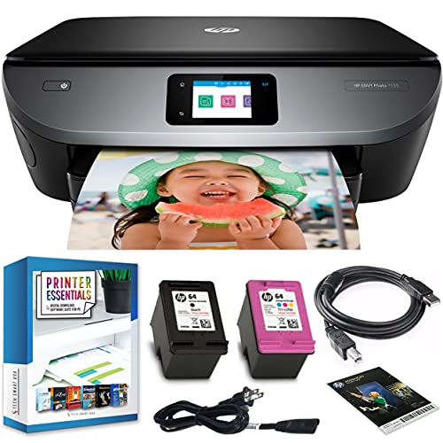 HP Envy Photo 7155 All in One Photo Printer with Wireless Printing, Scan, Copy, Fax, HP Instant Ink Ready, Compatible with Alexa (K7G93A) Bundle w/DGE USB Cable + Small Business Productivity Software