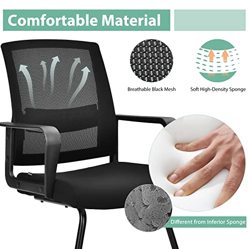 Tangkula Office Guest Chair Set of 12 with Adjustable Lumbar Support & Sled Base