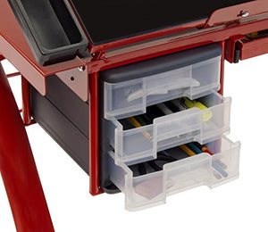 Offex Home Office Futura Craft Station Red/Black Glass