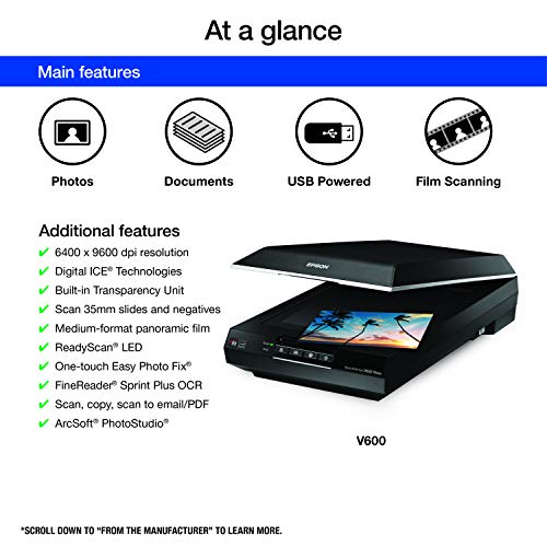 Epson Perfection V600 Color Photo, Image, Film, Negative & Document Scanner