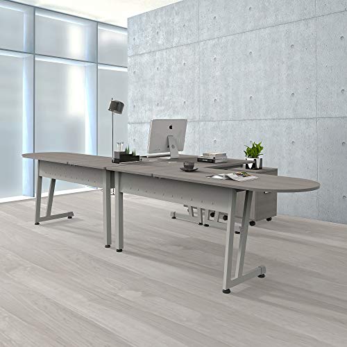 Linea Italia Workstation L-Shaped Corner Easy to Assemble Executive Desk | Computer Table for Home or Office, 55" x 71", Ash