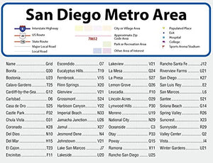 San Diego Laminated Wall Map (54” Wide by 72” high)
