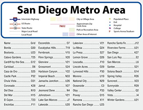 San Diego Laminated Wall Map (54” Wide by 72” high)