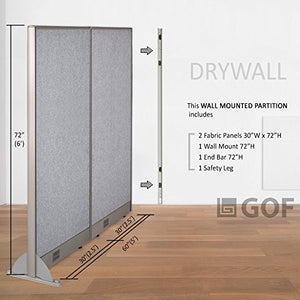 GOF Wall Mounted Office Partition - Large Fabric Room Divider Panel, 60" W x 72" H