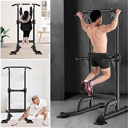 Power Tower Workout Dip Station Pull Up Bar Dip Stands Adjustable Height for Home Gym Strength Training Fitness Equipment
