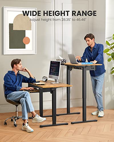 ErGear Large Electric Standing Desk with Keyboard Tray, 63x28 Inches Adjustable Height Sit Stand Up Desk - Vintage Brown