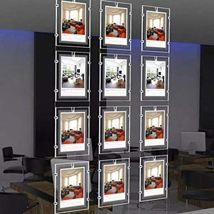 Real Estate Window Hanging Acrylic Poster Frame Advertising Display Office Led Store Sign Holders (Vertical, 4pcs A4 a Row)