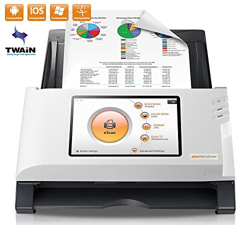Plustek eScan A180, PC-Less Duplex Wireless Network Document Scanner, 7" Touchscreen with Multi-Page Scanning, Support Network Folder/eMail/Cloud/FTP/PC/Mac/USB