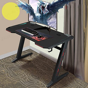 AAGAZA Black Gaming Table with Lamp Z Leg Adjustable Office Computer Desk