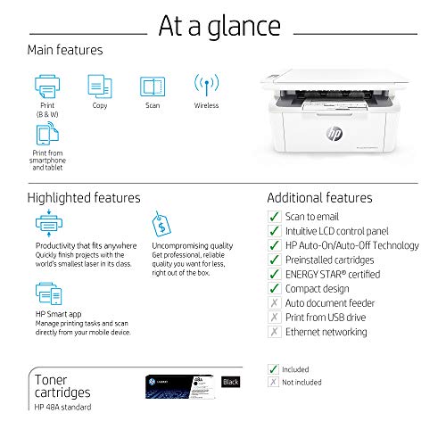 HP Laserjet Pro M31w All-in-One Wireless Monochrome Laser Printer with Mobile Printing, Works with Alexa (Y5S55A)