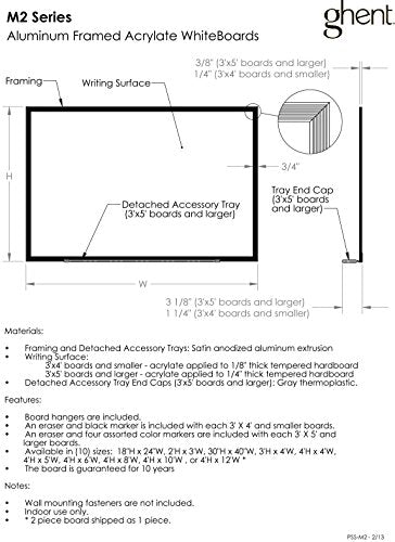 Ghent 4.5 x 5.5 Inches Aluminum Frame Non-Magnetic Whiteboard w/ 1 Marker and Eraser - Made in U.S.A.