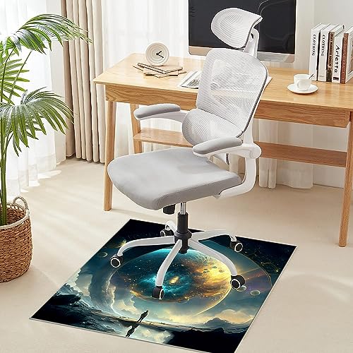 Maxba Glass Office Chair Mat for Carpet 35.43" x 35.43" Tempered Glass Floor Mat