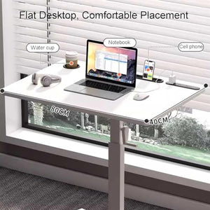 NEAFP 29.5" Height Adjustable Rolling Desk with USB Socket, Bianco