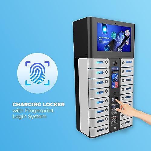 Generic Cellphone Charging Station Locker, 16-Slots USB Charger Station with Fingerprint Locking System