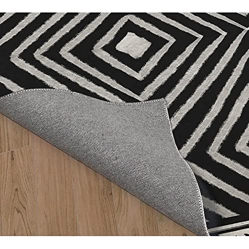 TRP Artisan Foldable Rectangular Office Chair Mat 96"W x 120"L | Pretty Print Jacquard Weave Heavy Cotton Backing | Charcoal Gray, Water & Stain Proof