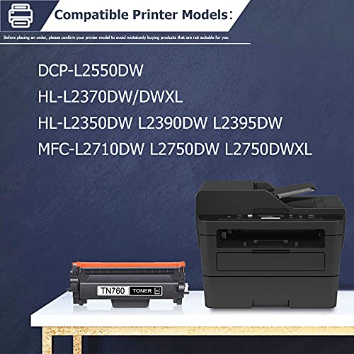 5 Pack Black TN-760 Compatible High Yield Toner Cartridge Replacement for Brother TN760 MFC-L2710DW L2750DW L2750DWXL HL-L2350DW L2370DW/DWXL L2390DW L2395DW Printer Toner Cartridge,Sold by JETACOLOR.