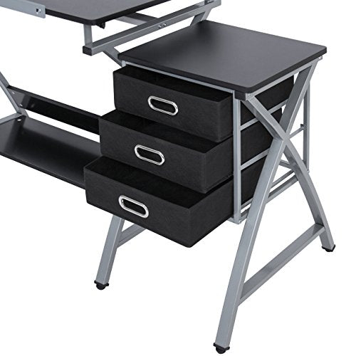 Best Choice Products Adjustable Office Drawing Board Desk Station Drafting Table Set w/Stool Chair for Arts and Crafts, Drawing, Painting, Doodling, Silver/Black