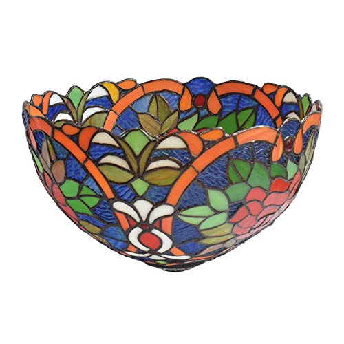 MaGiLL Tiffany Style Vintage Desk Lamp 12" Wide Stained Glass Floral Pattern - Ideal for Bedrooms, Living Rooms, and Study - E26/E27 Socket