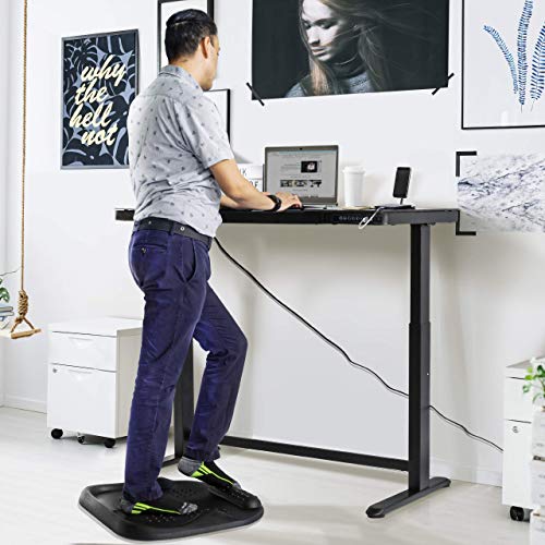 Jefferson Electric Height Adjustable Standing Desk with Drawer, 47.37” x 23.75” Glass Desktop, USB and USB-C, Motorized Uplift, Built-in Ergonomic Memory Controller Keypad (Black)