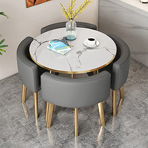 KUKIXO Reception Table and Chair Combination - Coffee Table Set - Negotiation Table for Sales Office - Space-Saving Small Round Tables - Dark Gray Color