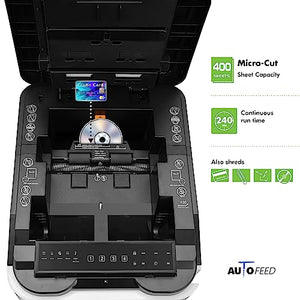 Aurora Commercial Grade 400-Sheet Auto Feed High-Security Micro-Cut Paper Shredder